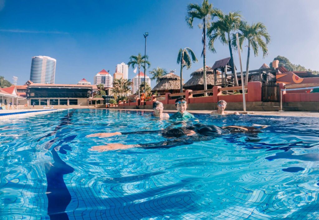 Trainees enjoying their swim session her at the pools of Hallandale